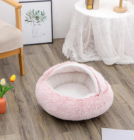 NestPet 2-in-1 round plush pet bed - close-up texture detail (86)