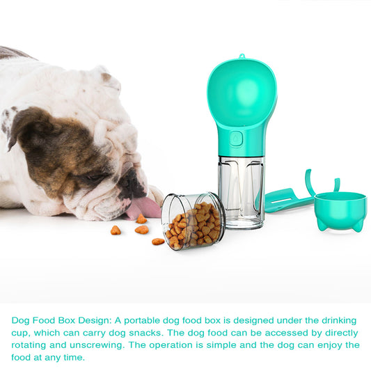 Owner walking dog while using PetNest portable pet water bottle