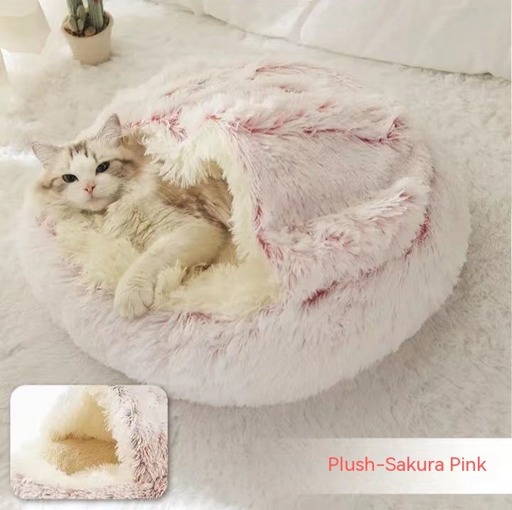 NestPet 2-in-1 round plush pet bed - size option (8)