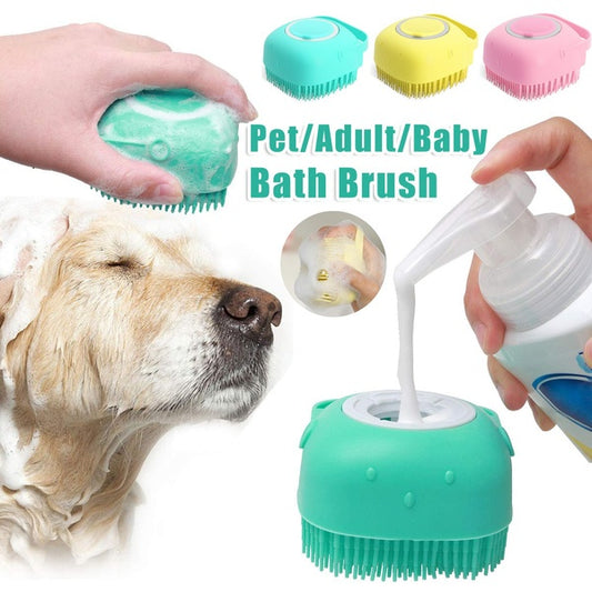 PetNest silicone pet bath massage glove in blue, square design