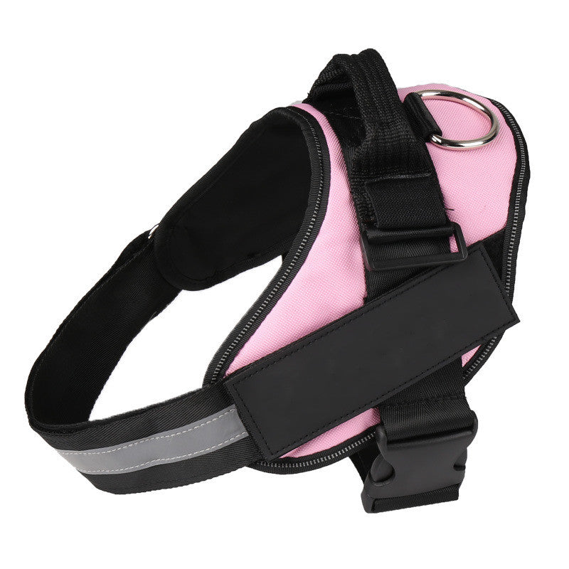 Pink padded no-pull dog harness with reflective strap