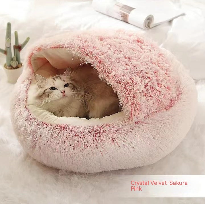 NestPet 2-in-1 round plush pet bed - color option (82)