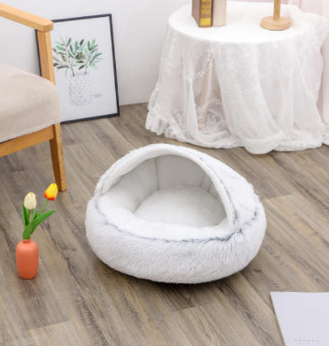 NestPet 2-in-1 round plush pet bed - feature highlight (44)