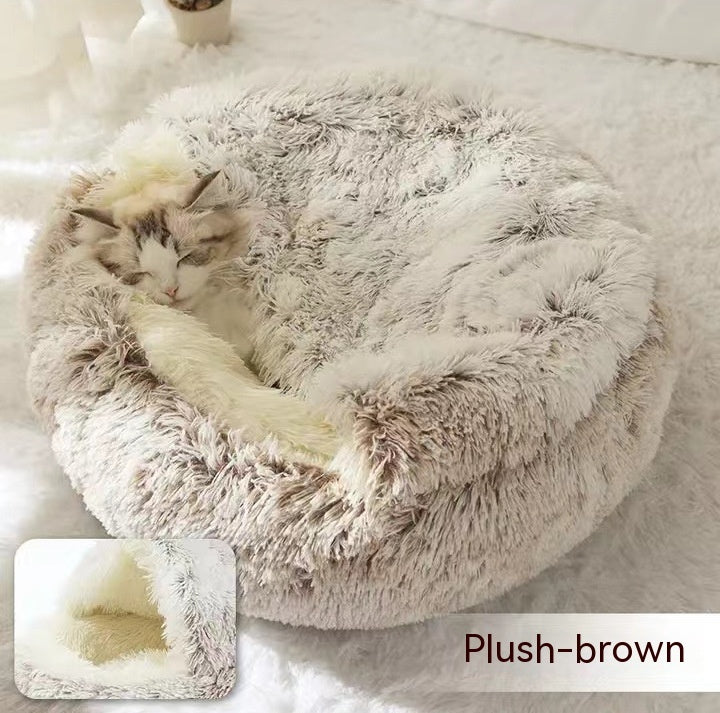 NestPet 2-in-1 round plush pet bed - product detail view (6)